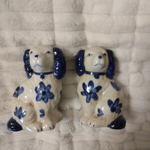 Staffordshire Style Blue & White Dogs
